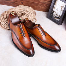 Мужские деловые классические туфли, коричневые Броги из натуральной кожи в стиле ретро, официальная обувь для мужчин, Новое поступление 2021 2024 - купить недорого