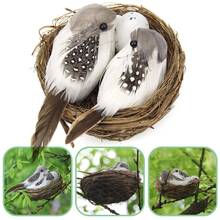 Realista penas aves com ninho e aves ovo casa ornamento festa de casamento artesanato pena artificial pássaros espuma jardim j9p4 2024 - compre barato