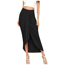 Fashion High Waist Slit Wrap Midi Skirt Women Summer Streetwear Casual Split Hem Asymmetric Long Skirt Ladies 2021 New #GH 2024 - buy cheap