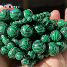 Espaciador de piedra de malaquita verde Natural, cuentas redondas sueltas para fabricación de joyas de 4-12 MM, accesorios para pulseras DIY, venta al por mayor 15 2024 - compra barato
