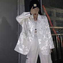JuneRain Gothic Vintage Women Jacket Long Sleeve Retro Thin Blazer For Female Fashion Chinese Dragon Print Jacket White Outwears 2024 - buy cheap