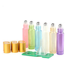 10Pcs/lot 10ml Glass Roller Bottles With Stainless Steel Balls Empty Essential Oil Roll On Bottles With Funnels ,Openers 2024 - buy cheap