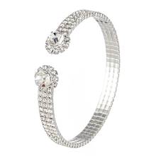 Yfjewe pulseira feminina luxuosa com 3 fileiras bracelete de cristal esticável bracelete de casamento festa dama de honra presente joia de casamento b278 2024 - compre barato