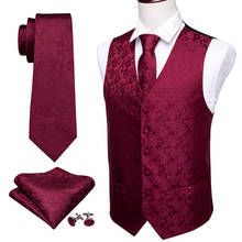 Men Waistcoat Vest Party Wedding Handkerchief Tie Classic Paisley Plaid Floral Jacquard Pocket Square Tie Suit Set Barry.Wang 2024 - buy cheap
