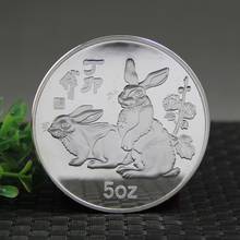 Год кроликов монеты Китай Китайский Зодиак животных Монета с серебряным покрытием большой 68*5 мм памятные подарки металл 2024 - купить недорого