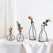 Retro Iron Line Flower Vase Plant Holder Jarrones Rack Bottle Ornament Tabletop Flower Pot Nordic Styles Iron Vase Home Decor 2024 - buy cheap