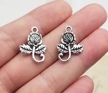 25pcs/lot--21x15mm, Antique silver plated Rose Flower charm,DIY supplies,Jewelry accessories 2024 - buy cheap