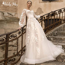 Свадебное платье-трапеция Adoly Mey с великолепной аппликацией, элегантное винтажное платье невесты с круглым вырезом и длинным рукавом, индивидуальный пошив, 2020 2024 - купить недорого