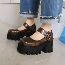 PXELENA-zapatos de tacón grueso con correa en el tobillo para mujer, calzado de tacón alto con plataforma gruesa, estilo gótico, Punk Rock, Primavera, 2021, 44 2024 - compra barato