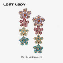 Lost Lady Colorful Long Flower Tassel Hanging Drop Earrings Statement Crystal Women Earrings Fashion Jewelry 2021 Accessories 2024 - buy cheap