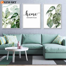 Green Plant Leaves Poster Print Eucalyptus Wall Art Canvas Painting Picture for Living Room Optimistic Quote Home Decoration 2024 - buy cheap