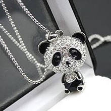 Classical Women's Rhinestone Moving Head Panda Pendant Sweater Chain Necklace for Women Charm Necklace Jewelry 2024 - buy cheap