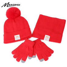 Winter Beanies Hat Scarf Set Kids Women Winter Cotton Knitted Hat Cute Casual Solid Color Skullies Beanies Scarf Two piece Set 2024 - buy cheap