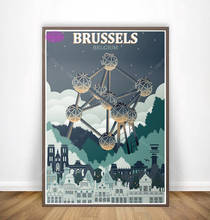 NT1106 Travel World City Brussels Belgium Map Gift Poster Print  Wall Art Oil Painting Picture Canvas Living Home Room Decor 2024 - buy cheap