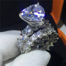 Conjunto de anillos de plata de ley 925 para hombre y mujer, conjunto de anillos de boda de compromiso con corte de corazón antiguo, con diamantes de laboratorio, 8 quilates, para fiesta, Bijou 2024 - compra barato