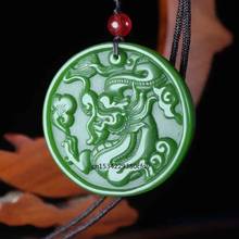 Natural verde jade dragão pingente colar chinês mão-esculpida charme jadeite jóias moda amuleto presentes para mulher 2024 - compre barato
