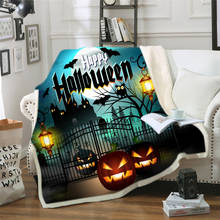 Happy Halloween Designs Bed Blanket 3D Printed Sherpa Fleece Plush Bedspreads Holiday Gift Throw Blanket 2024 - buy cheap