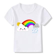 Summer Tops Rainbow Sun Dark Cloud Cartoon Print Design Children's Tees Funny T-Shirts Kids Clothes Casual Girls/Boys T Shirts 2024 - buy cheap