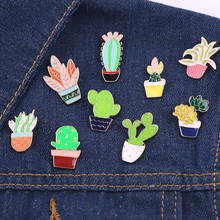 Potted Plants Pins flower Brooches Badges For Woman Girl Cactus Flowers Lapel Enamel Pins Shirt Catoon Brooch Natural Jewelry 2024 - buy cheap