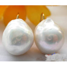 Unique Pearls jewelry Store 18mm Baroque Almost Round White Keshi Reborn Pearl Dangle Earrings Charming Wedding Girl Women Gift 2024 - buy cheap