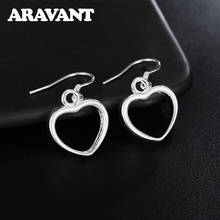 925 Silver Hollow Heart Hanging Earrings For Women Fashion Jewelry 2024 - buy cheap