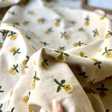 50cm * 140cm / piece,Daisy Embroidery Hemp Cloth,Clothing,Skirt,Tablecloth,Curtain,Doll,Decorative Fabric,DIY Handmade Materials 2024 - buy cheap