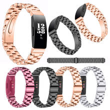 Nova moda acessórios de relógio para fitbit inspire hr, pulseira de substituição de aço inoxidável, cinto para fitbit inspire lady 2024 - compre barato