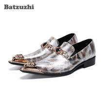 Batzuzhi-Zapatos occidentales hechos a mano para Hombre, calzado de vestir con punta dorada, sin cordones, formales, de negocios, de fiesta, US6-12 2024 - compra barato