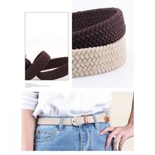 Knitted Pin Buckle Belt Woven Canvas Elastic Stretch Belts Plain Webbing Fashion 100-120cm Belts For Men/Women 2024 - buy cheap