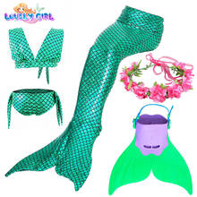 LovelyGirl Mermaid Tail Girls Mermaid Costume Cosplay Dress Kids Mermaid Bikini Swimsuit Monofin Princess Party Mermaid tail Fin 2024 - buy cheap