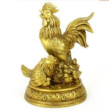 Chinese Feng Shui Brass Wealth Zodiac Cock Rooster Chicken Happy Family Statue 2024 - buy cheap
