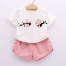 40# Kids Baby Girls Outfits Clothes Cartoon Short Sleeve Round Neck Eyes Printed T-shirt Tops+shorts Pants Summer Clothing 2024 - buy cheap