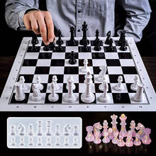 Molde de silicone para jogo de tabuleiro, forma de xadrez 3d diy, para decoração de bolos, de resina 2024 - compre barato