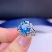 Хорошее ремесло, яркое кольцо с голубым топазом для женщин с серебром 2024 - купить недорого