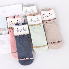 Calcetines de algodón con dibujos de animales para mujer, calcetín kawaii de gato con perro, zapatillas informales, divertidos, 5 pares 2024 - compra barato