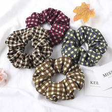 2020 Vintage Square Plaid Scrunchies Elastic Rubber Bands For Women Girls Ponytail Hair Scrunchies New Fashion Hair Accessories 2024 - buy cheap