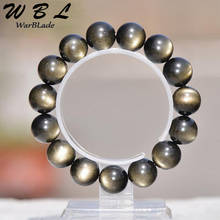 Natural Stone 6A Black Gold Obsidian Bracelets Bangle Jewelry Stone Round Beads Bracelet 6mm 8mm 10mm 12-20mm For Men Women 2024 - buy cheap
