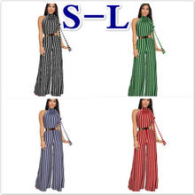 Women One piece jumpsuit Sexy Sleeveless Halter Lace up Striped straps Wide leg Siamese pants 2019 new Summer 2024 - buy cheap