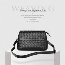 Bolso de piel de oveja para mujer, cartera pequeña de piel auténtica hecha a mano, hecha a mano 2024 - compra barato