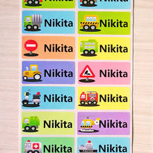 Personalized Name Stickers Waterproof Cartoon car Pattern Customize Tag Sticker Children School Stationery Decals Label 2024 - buy cheap