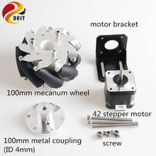 4 Inch Metal Mecanum Wheel+ 100mm Coupling+ 42 Stepper Motor+ Motor Fixing Bracket Kit DIY For 2WD/ 4WD Smart Robot Car Chassis 2024 - buy cheap