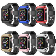 Pulseira para apple assista band caso 44mm 40mm iwatch robusto tpu capa protetora + banda para apple watch 5 4 se 6 2024 - compre barato