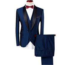 Luxury Brand Blue Men Dress Three-Piece Suit Red White Slim Fit Costume Homme Mens Plus Size S-6xl Terno Masculino 2024 - buy cheap