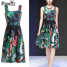 Pinkoz Runway Designer dress Spring Summer Women Floral-Print Elegant Vacation Chiffon Party Spaghetti Strap Dresses vestidos 2024 - buy cheap