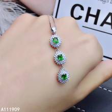 KJJEAXCMY boutique jewelry 925 sterling silver inlaid Natural Diopside pendant Female necklace supports inspection 2024 - buy cheap