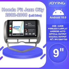 Автомобильная стереомагнитола 9 дюймов, Android 10, GPS, мультимедийный плеер, головное устройство, беспроводной Carplay, 4G для HONDA JAZZ City 2002, 2008, левое вождение 2024 - купить недорого