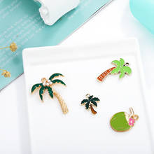 Talismã de coqueiro verde, acessório de joia com pingentes de liga diy, pulseira de esmalte estilo férias e verão yz781 com 10 peças 2024 - compre barato