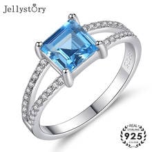 Jellystory anel de prata 925, com pedras preciosas, formato quadrado, criativo, azul, de zircônio, para mulheres, presentes para casamento 2024 - compre barato