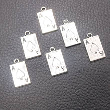 8pcs/lot Silver Plated Playing Cards A Charm Metal Pendants DIY Necklaces Bracelets Jewelry Handicraft Accessories 21*12mm P502 2024 - buy cheap