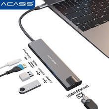 Acasis-concentrador de red USB tipo C a USB 3,0, HDMI, RJ45, Lan, para MacBook Pro Air, HUB divisor Hab tipo C 3,1, Puerto divisor tipo c 2024 - compra barato